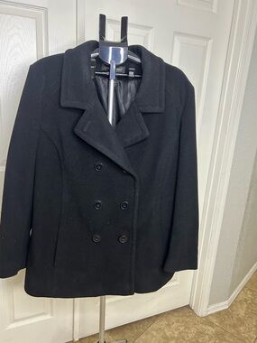 Lane Bryant Black Double-Breasted Peacoat